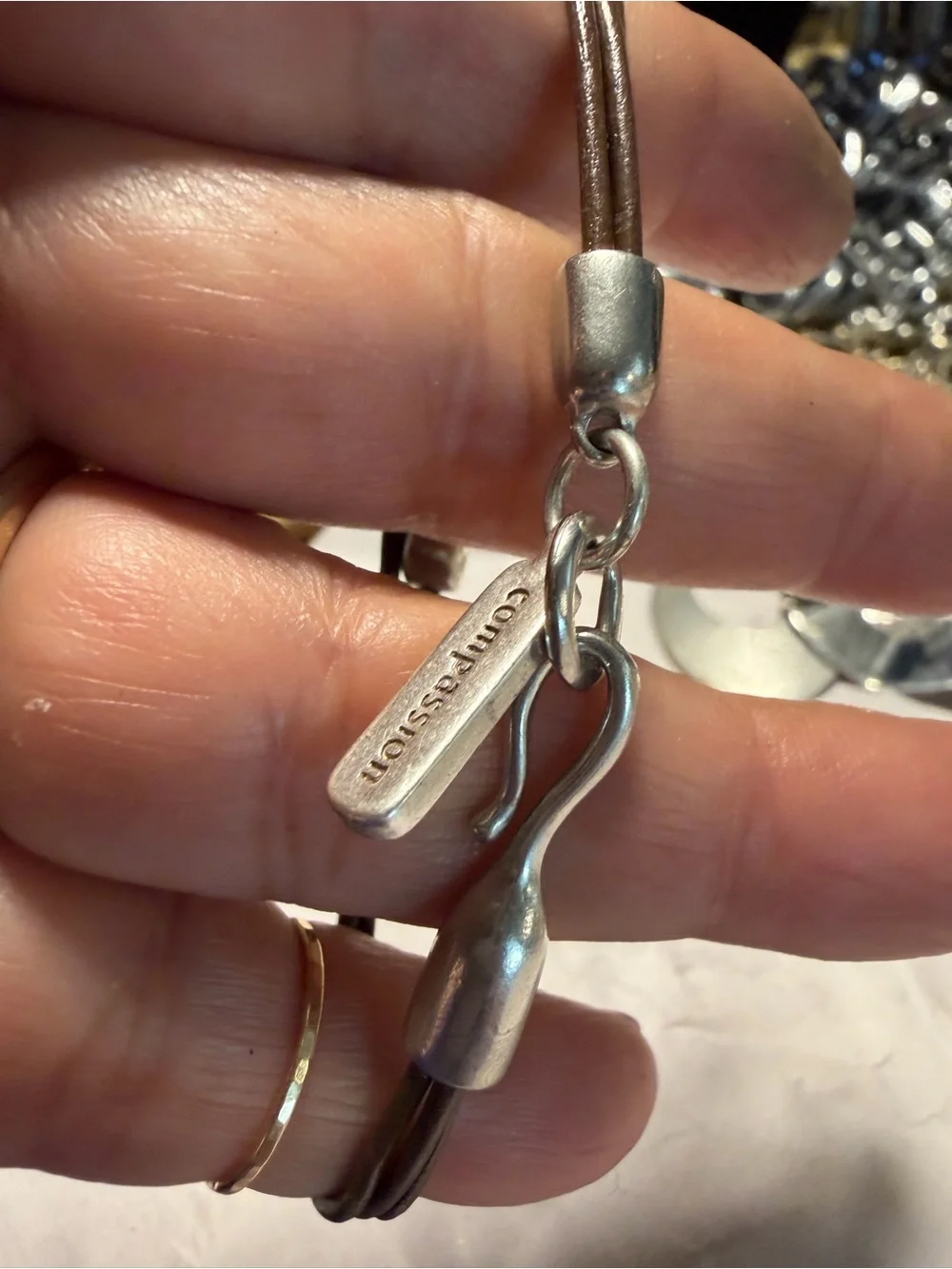 Silver Tone 'Compression' Tassel Keychain Charm - Men Accessories
